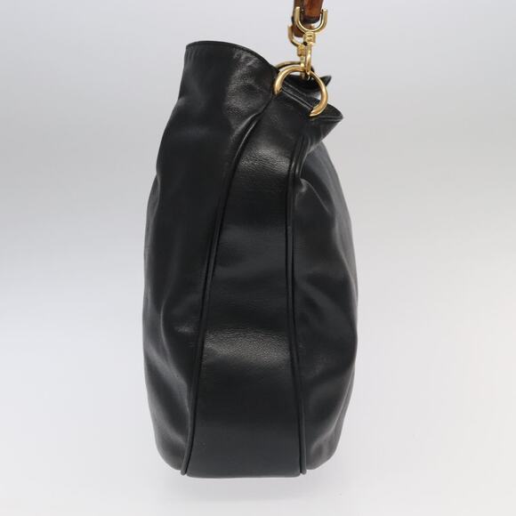 GUCCI Bamboo Hand Bag Leather Black Gold 001 1781 001 1781 - Picture 4 of 16
